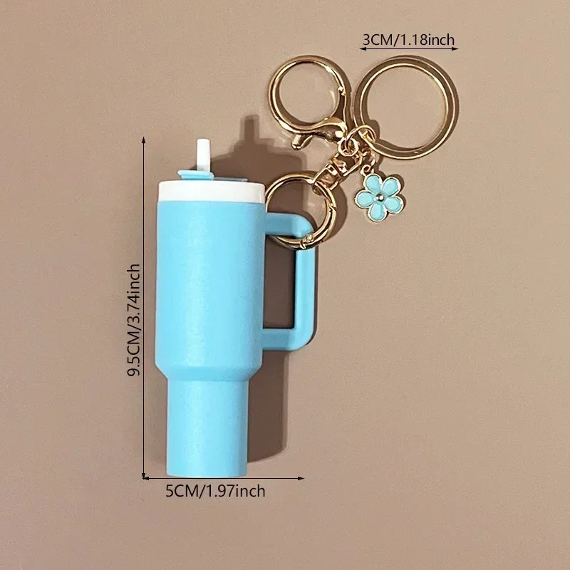 Mini Cup Keychain for Stanley Water Bottle Accessories Lip Balm Cute Tumbler Cup Handle Decoration