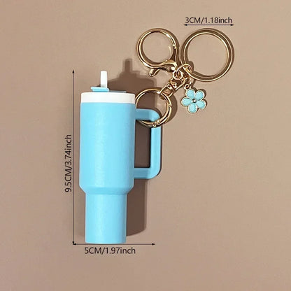 Mini Cup Keychain for Stanley Water Bottle Accessories Lip Balm Cute Tumbler Cup Handle Decoration