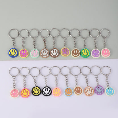 20pcs Cartoon Smile Face Keychain Cute Key Chain Ring Purse Bag Backpack Charm Earbud Case Cover Accessories Party Supplies Gift
