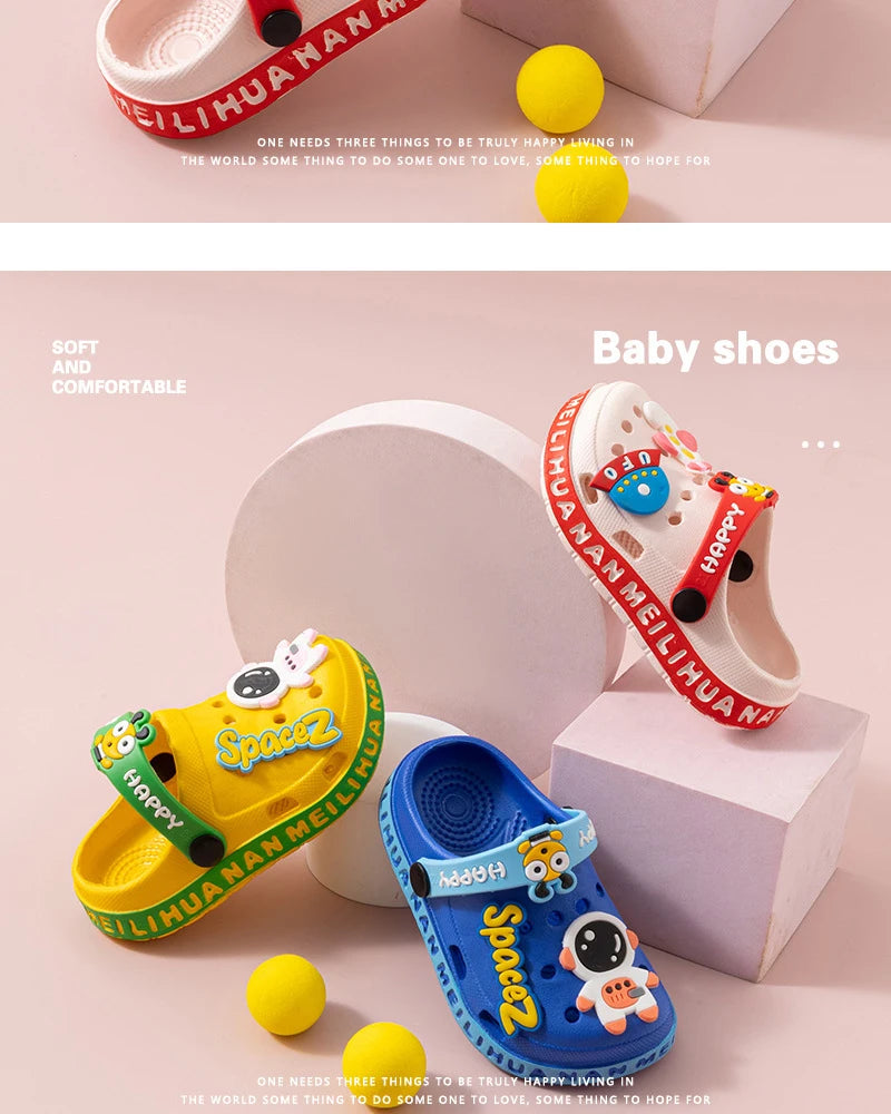 EVA ultra light boys and girls baby and toddler anti slip hole shoes children's sandals astronaut UFO sandals slippers
