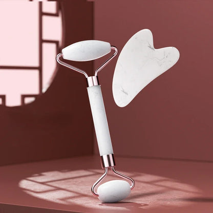 Resin double head roller massager heart-shaped face and eye massage scraping Combination set massage roller
