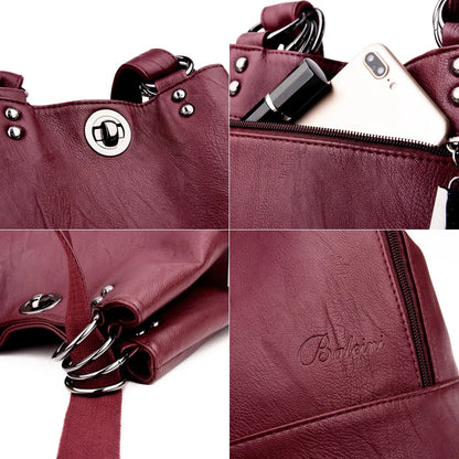 2022 Women Leather Backpacks Multifunction Women Vintage Shoulder Bag Ladies Rucksack Large Capacity Travel Bag Sac A Dos Preppy