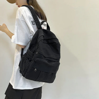Girl School Bag New simple College Student Vintage Women Backpack Canvas Female Laptop bag Travel Kawaii Ladies backpacks рюкзак