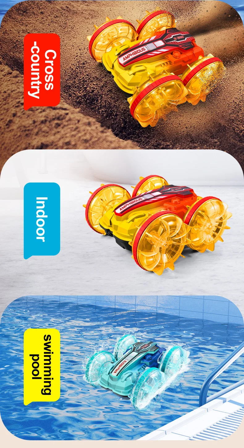 New Amphitheatre RC Car Cool Light Music 4WD 2.4G Gesture Sensing 360° Water Stunt Double Drift Stunt Car Children's Toys Gifts