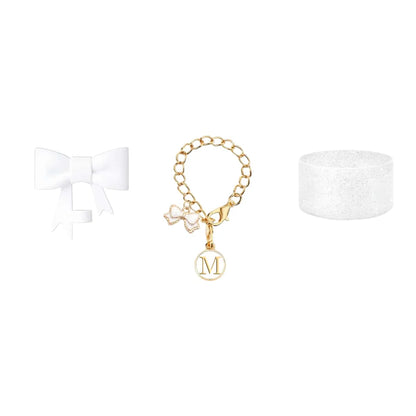 3pcs Accessories Set for Stanley Tumbler with Handle 1cm Straw Topper Cover Diamond Butterfly Charm Glitter Silicone Boot-White