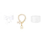 3pcs Accessories Set for Stanley Tumbler with Handle 1cm Straw Topper Cover Diamond Butterfly Charm Glitter Silicone Boot-White