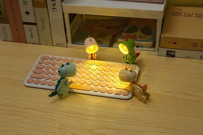 Mini Dinosaur Night Light Battery Magnetic Folding Nights Lamp Bedroom Bedside Table Ornaments Children's Toys LED Night Lights
