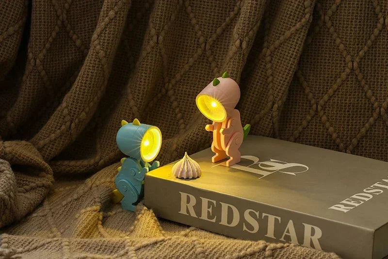 Mini Dinosaur Night Light Battery Magnetic Folding Nights Lamp Bedroom Bedside Table Ornaments Children's Toys LED Night Lights