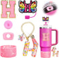 7PCS Cup Accessories Set for Stanley 30oz 40oz Tumbler Initials Silicone Straw Cover Cap Boot Letter Handle Charm Sticker