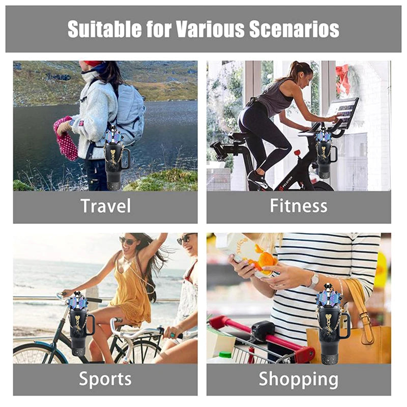 Bling Stanley Cup Accessories For 40oz & 30oz Tumbler Including Silicone Cute Bow Straw Topper Cover, Silicone Stanley Cup Boot