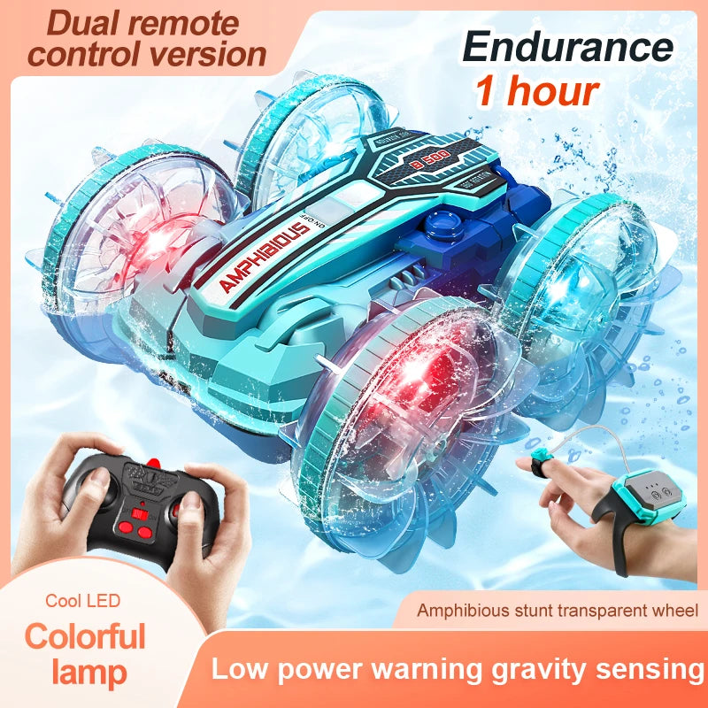 New Amphitheatre RC Car Cool Light Music 4WD 2.4G Gesture Sensing 360° Water Stunt Double Drift Stunt Car Children's Toys Gifts