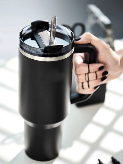 40 oz Tumbler with Handle Lid Straw 40oz Stainless Steel Water Bottle Vacuum Thermos Cup Travel Car Coffee Mug Cap for Stanley