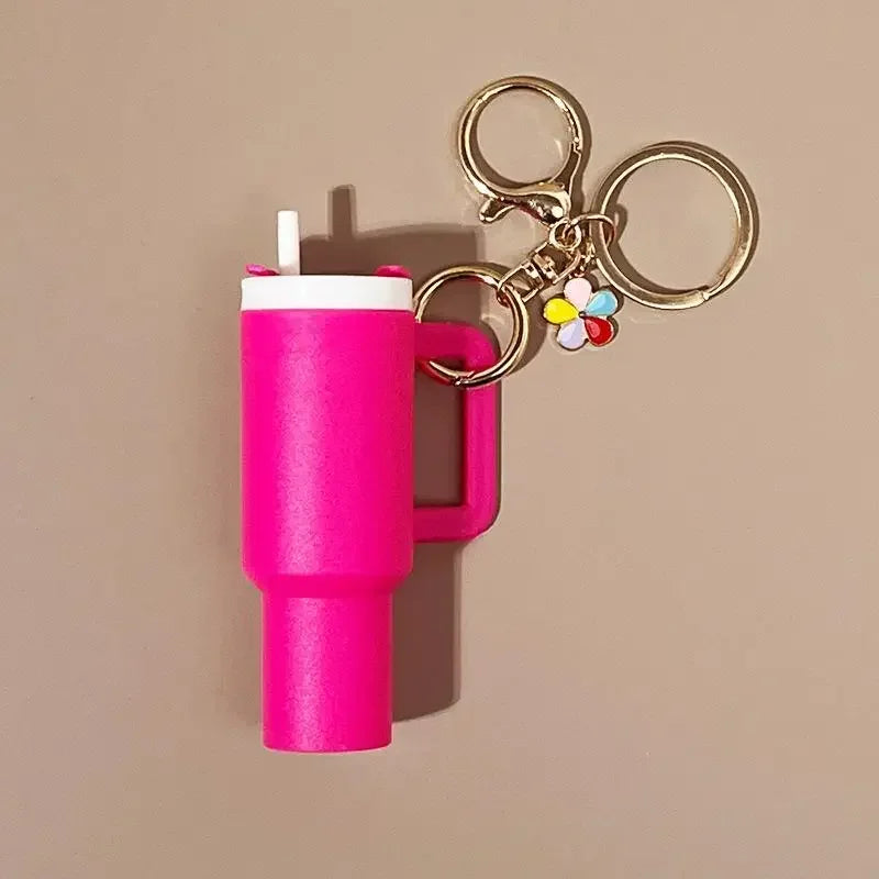 Mini Cup Keychain for Stanley Water Bottle Accessories Lip Balm Cute Tumbler Cup Handle Decoration
