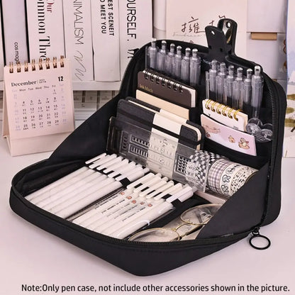 12-Layer Large Capacity Pen Bag 90 Degree Large Opening Student Multifunctional Pencil Case Zipper Stationery Organizer School