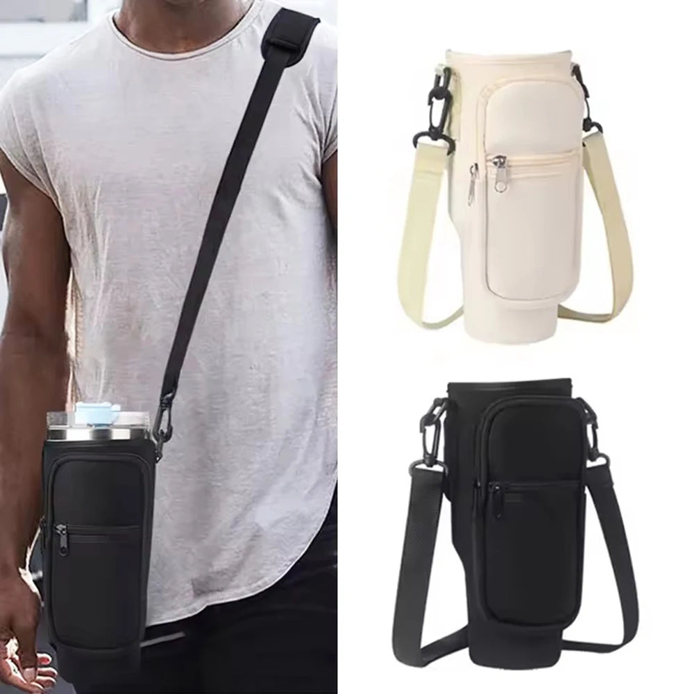 Water Bottle Carrier Bag with Phone Pocket for Stanley Cup 40 oz, Water Bottle Holder Adjustable Strap Stanley Cup Accessories