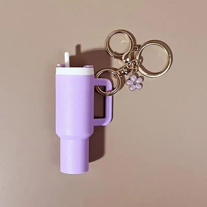 Mini Cup Keychain for Stanley Water Bottle Accessories Lip Balm Cute Tumbler Cup Handle Decoration