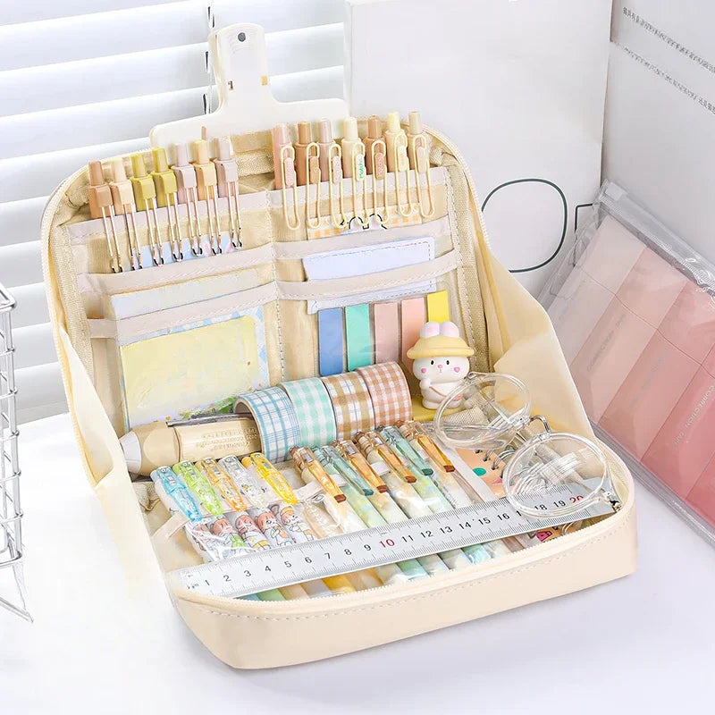 12 Layer Girls Pencil Big Pouch Large Capacity Pencil Pouch School Stationery Aesthetic Stationery Case Student Supplies