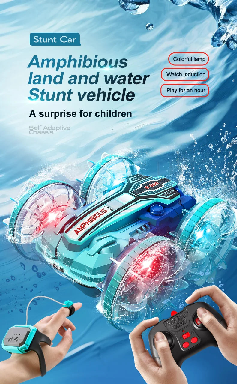 New Amphitheatre RC Car Cool Light Music 4WD 2.4G Gesture Sensing 360° Water Stunt Double Drift Stunt Car Children's Toys Gifts