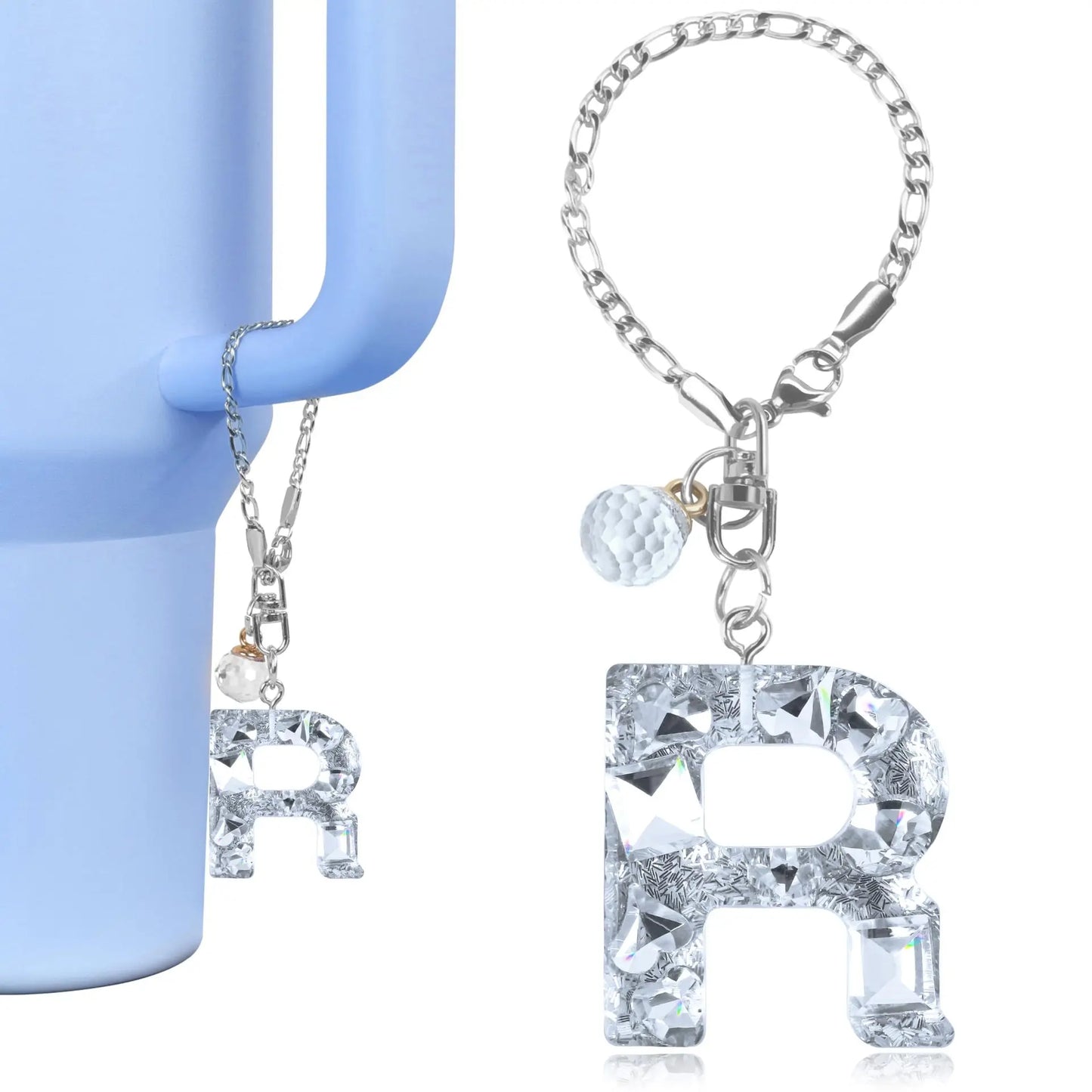 1 PCS Letter Charm Accessories for Stanley Cup Purple Cute Initial Keychain Handle Charm for Stanley Tumbler Girls Water Bottle