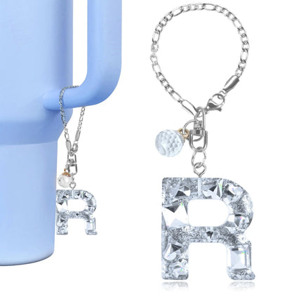 1 PCS Letter Charm Accessories for Stanley Cup Purple Cute Initial Keychain Handle Charm for Stanley Tumbler Girls Water Bottle