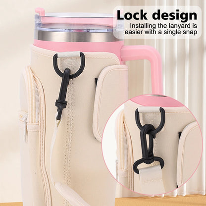 Water Bottle Carrier Bag with Phone Pocket for Stanley Cup 40 oz, Water Bottle Holder Adjustable Strap Stanley Cup Accessories