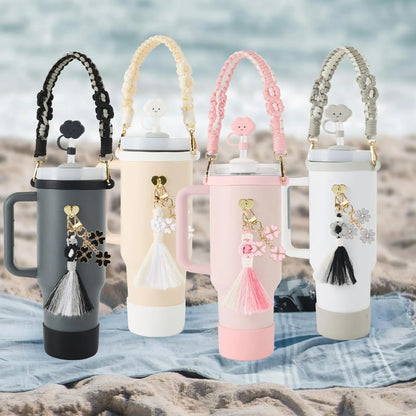 tassels straw cap case Charm chain pendant lot Accessories Initial Keychain Handle for Stanley cup bottle Tumbler for Women