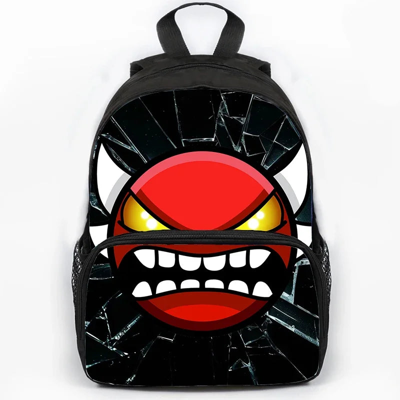 Large Capacity Angry Geometry Dash Children's Backpack 16 Inch Anime Bookbag Travel Backpacks Students Schoolbag for Girls Boys