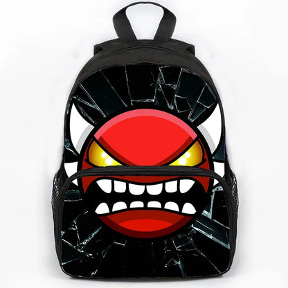 Large Capacity Angry Geometry Dash Children's Backpack 16 Inch Anime Bookbag Travel Backpacks Students Schoolbag for Girls Boys