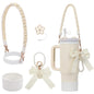 4Pcs for Stanley Cup Accessory Set Includes 1 Water Bottle Handle Strap 1 Cup Cover 1 Straw Cover 1 Charms Silicone Decoration