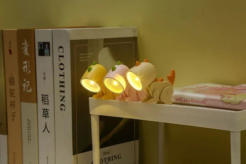 Mini Dinosaur Night Light Battery Magnetic Folding Nights Lamp Bedroom Bedside Table Ornaments Children's Toys LED Night Lights