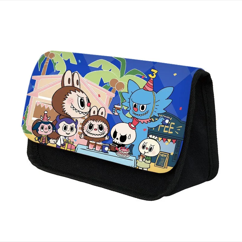 Labubu Pencil Cases Kawaii Large Capacity Pencil Storage Bag Student Stationery Organizer Pouch School Office Supplies Kids Gift