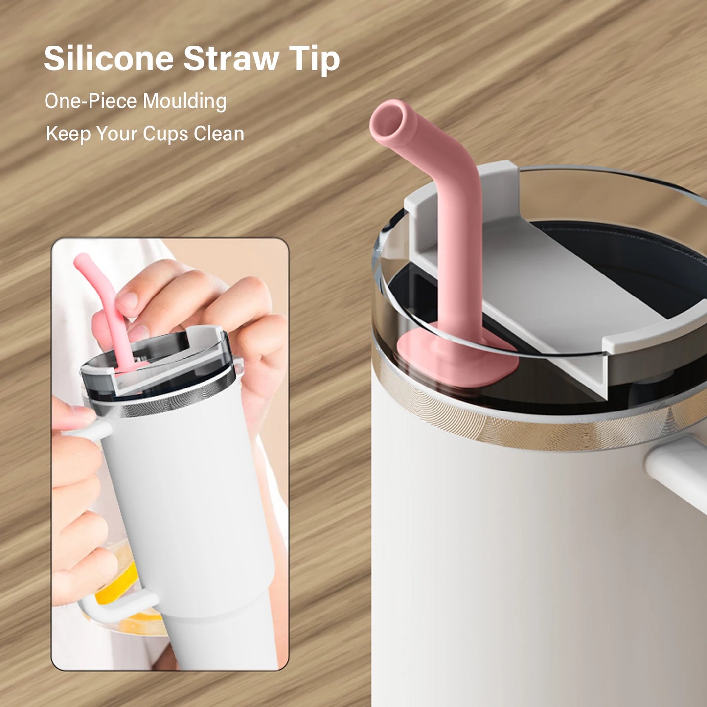 Leak Proof Set For Stanley Quencher 2.0 1.0 Accessories,2 in1Silicone Anti-Spill Straws,9.4"Extension Straw,Spill Proof Stopper