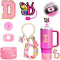 7PCS Cup Accessories Set for Stanley 30oz 40oz Tumbler Initials Silicone Straw Cover Cap Boot Letter Handle Charm Sticker