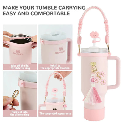 tassels straw cap case Charm chain pendant lot Accessories Initial Keychain Handle for Stanley cup bottle Tumbler for Women