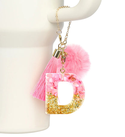 1 PCS Letter Charm Accessories for Stanley Cup Purple Cute Initial Keychain Handle Charm for Stanley Tumbler Girls Water Bottle