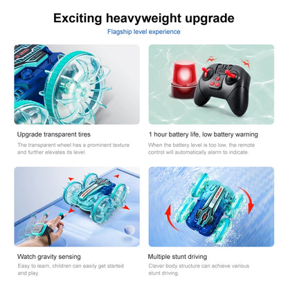 New Amphitheatre RC Car Cool Light Music 4WD 2.4G Gesture Sensing 360° Water Stunt Double Drift Stunt Car Children's Toys Gifts