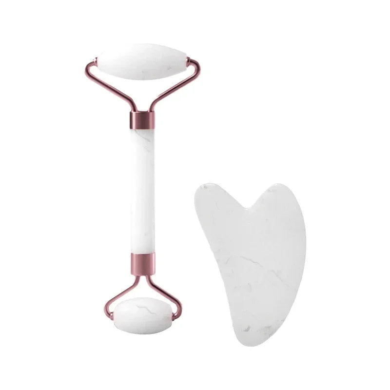 Resin double head roller massager heart-shaped face and eye massage scraping Combination set massage roller