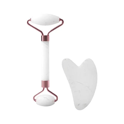 Resin double head roller massager heart-shaped face and eye massage scraping Combination set massage roller