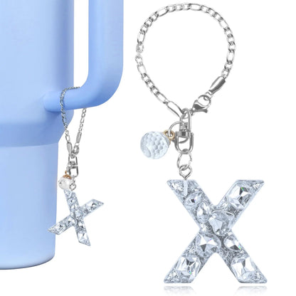 1 PCS Letter Charm Accessories for Stanley Cup Purple Cute Initial Keychain Handle Charm for Stanley Tumbler Girls Water Bottle