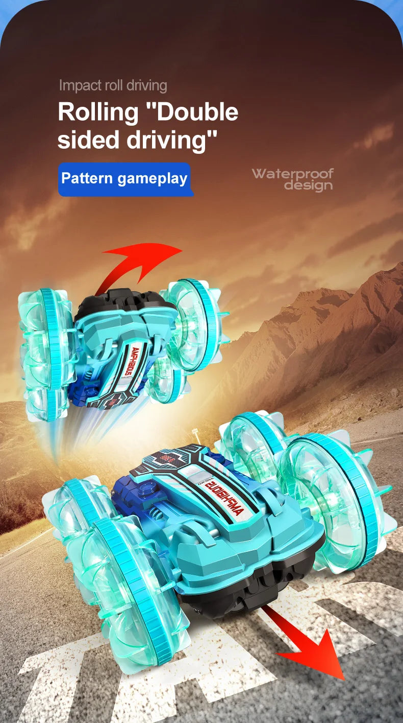 New Amphitheatre RC Car Cool Light Music 4WD 2.4G Gesture Sensing 360° Water Stunt Double Drift Stunt Car Children's Toys Gifts