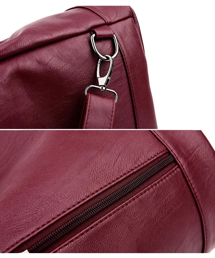2022 Women Leather Backpacks Multifunction Women Vintage Shoulder Bag Ladies Rucksack Large Capacity Travel Bag Sac A Dos Preppy
