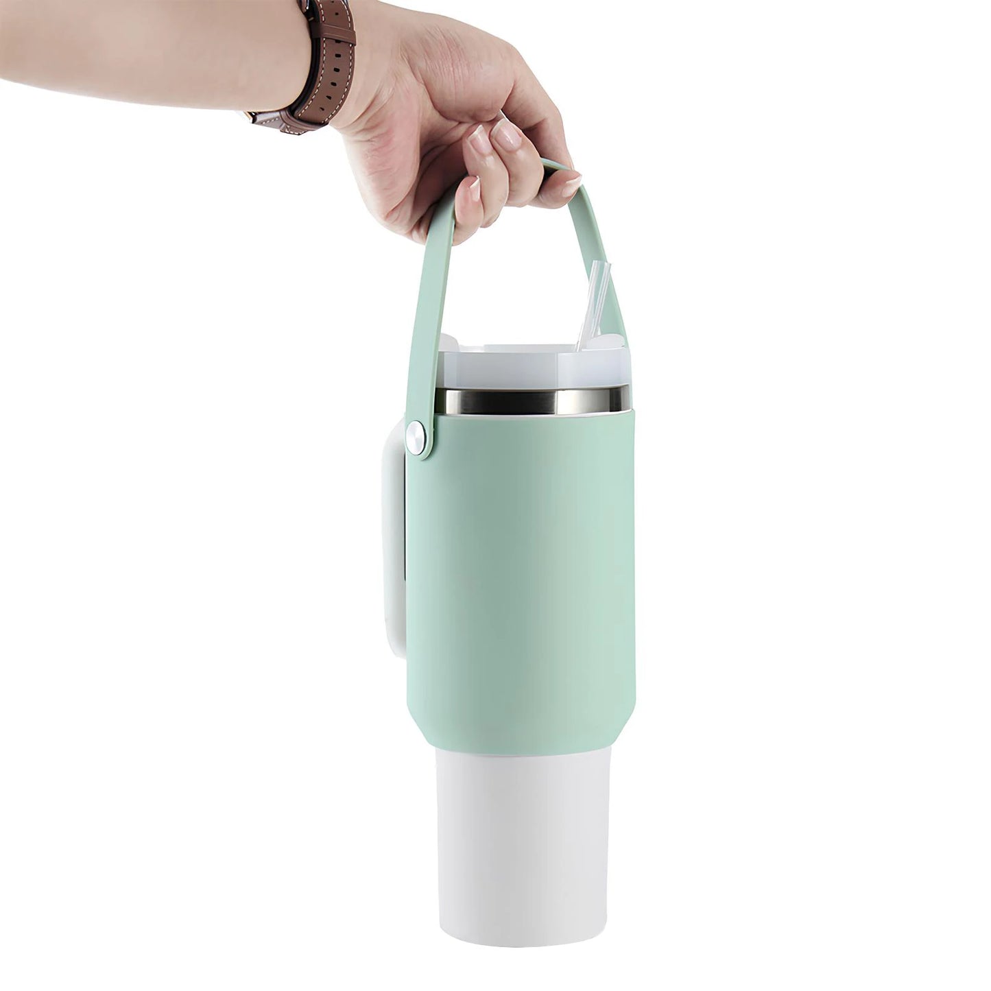 Stanley Cup Accessories，Silicone Water Bottle Holder Sleeve for Stanley 40 OZ Tumbler with Handle