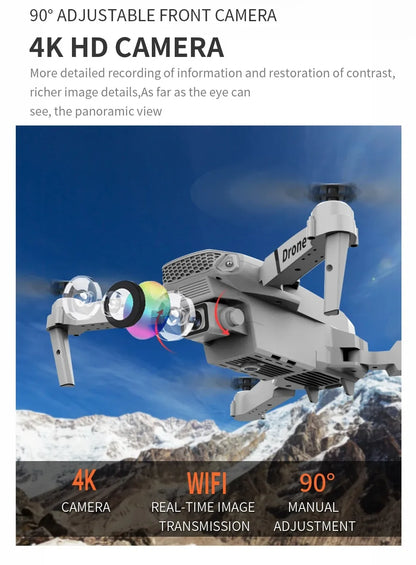 Professional Drone E88 4K Wide-Angle HD 1080P Camera WiFi FPV Height Hold Foldable RC Drone Quadrotor Helicopter Children's Toys