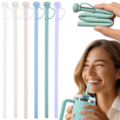 Silicone Replacement Straw for Stanley 20/30/40oz Long Reusable Straw Dustproof Soft Straw Cup Accessories with Straw Tip