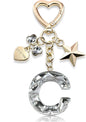 Cute Bling Keychain initial Letter Butterfly Star Pink Purple Gift for Women Girls Bag Cup Charms Accessories