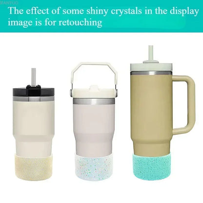 Silicone Glitter Bottle Bottom Sleeve Cup Accessories Anti-Slip Water Bottle Pad Heat Insulation Sports Cup Cover for Tumbler