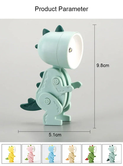 Mini Dinosaur Night Light Battery Magnetic Folding Nights Lamp Bedroom Bedside Table Ornaments Children's Toys LED Night Lights