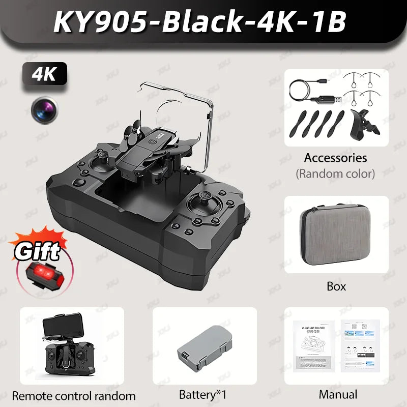 XKJ KY905 Mini Drone HD 4K Professional Camera One-click Return Wifi Folding Quadcopter 360rolling RC Helicopter Children's Toys