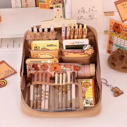 12-Layer Large Capacity Pen Bag 90 Degree Large Opening Student Multifunctional Pencil Case Zipper Stationery Organizer School