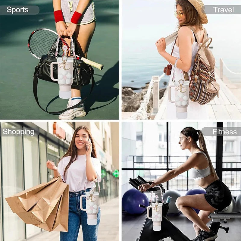 Stanley Cup Accessories Set Including Silicone Straw Cover, Silicone Boot, Water Bottle Handle Strap